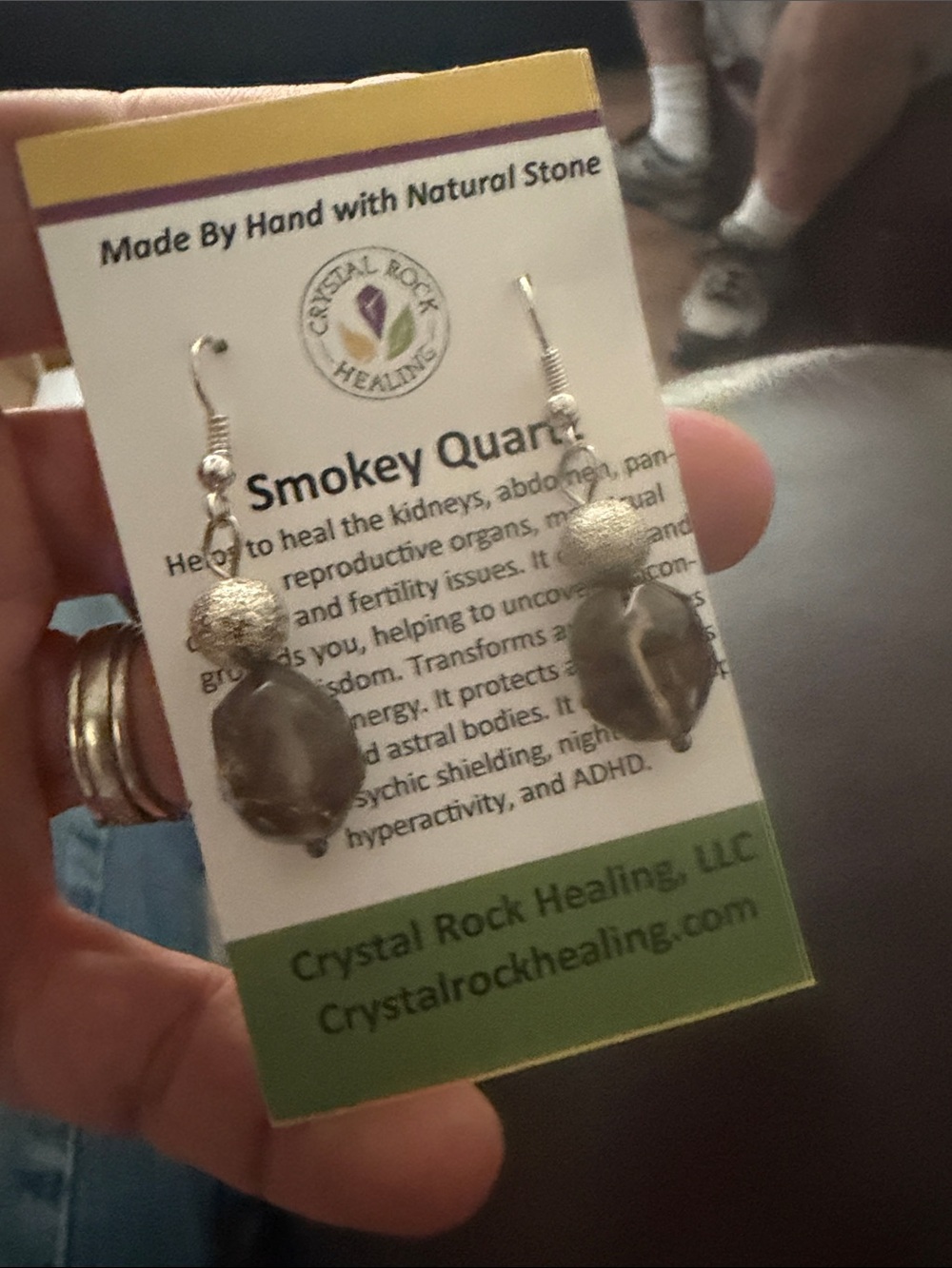 Smokey Quartz Drop Earrings - Brown/Gray